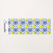 Blue Geometric Lemon Tile Yogamatte (Rückseite (Horizontal))