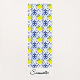 Blue Geometric Lemon Tile Yogamatte