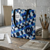 Blue Geometric Mosaic Bauhaus Monogram Custom Name Tasche