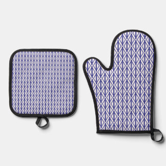 Blue Geometric Ofenhandschuh & Topflappen-Set
