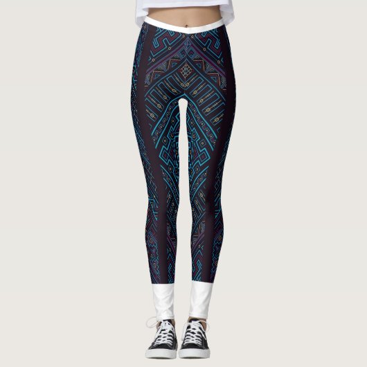 Blue Geometric Pattern Leggings  (Vorderseite)