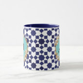 Blue Geometric Pattern Mug with Gold Floral Circle Tasse (Zentrum)