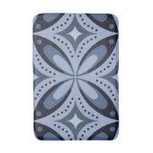Blue Geometric Pattern Retro Style Badematte (Vorderseite Vertikal)