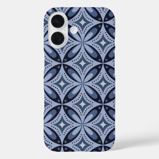Blue Geometric Pattern Retro Style Case-Mate iPhone Hülle (Rückseite)