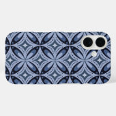 Blue Geometric Pattern Retro Style Case-Mate iPhone Hülle (Rückseite (Horizontal))