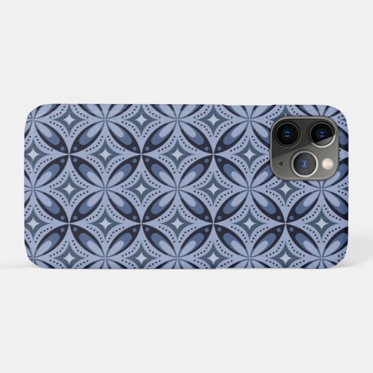 Blue Geometric Pattern Retro Style Case-Mate iPhone Hülle (Rückseite (Horizontal))