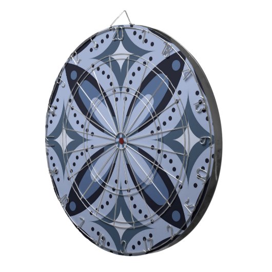 Blue Geometric Pattern Retro Style Dartscheibe (Vorderseite rechts)