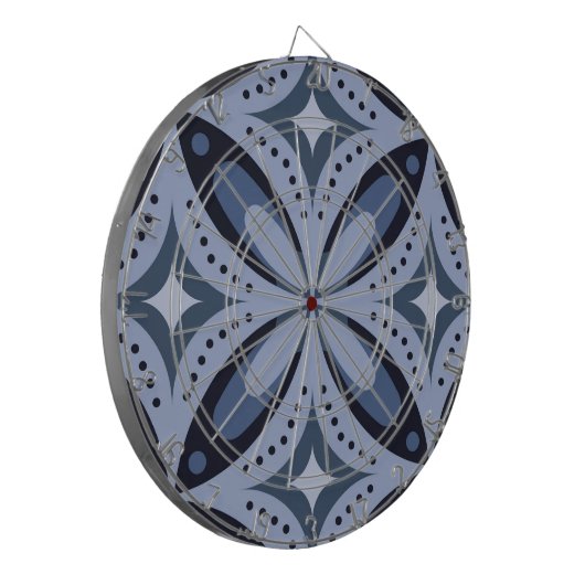 Blue Geometric Pattern Retro Style Dartscheibe (Vorderseite Links)