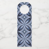 Blue Geometric Pattern Retro Style Flaschenanhänger (Rückseite)