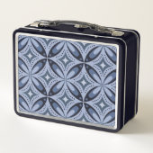 Blue Geometric Pattern Retro Style Metall Brotdose (Rückseite)