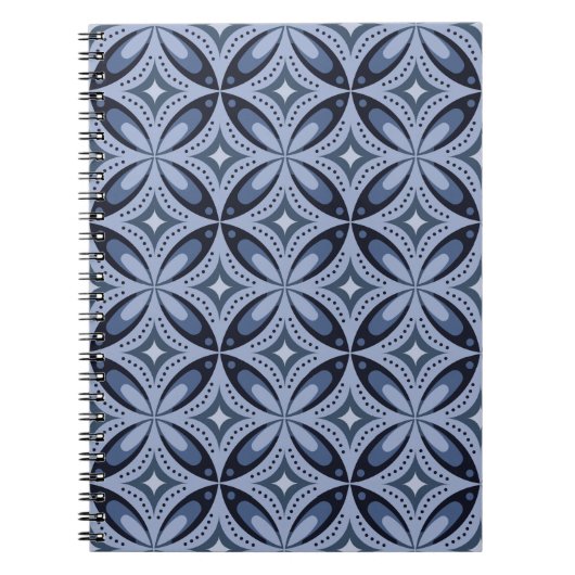Blue Geometric Pattern Retro Style Notizblock (Vorderseite)