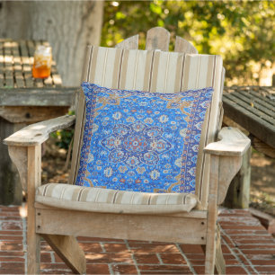 Blue Geometric Persian Kilim Patio Kissen