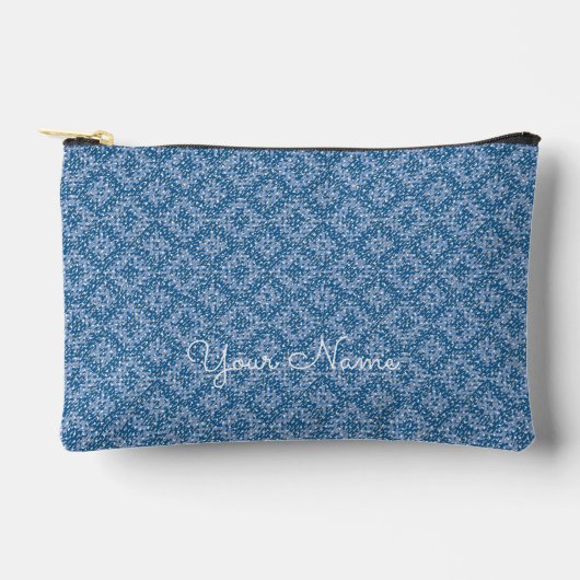 Blue Geometric Personalized Name Zubehörtasche (Vorderseite)