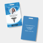 Blue Geometric Registered Nurse Foto ID Ausweis (Vorder- & Rückseite)
