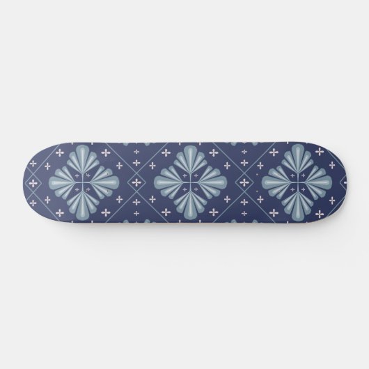 Blue Geometric shapes Pattern  Skateboard (Horizontal)