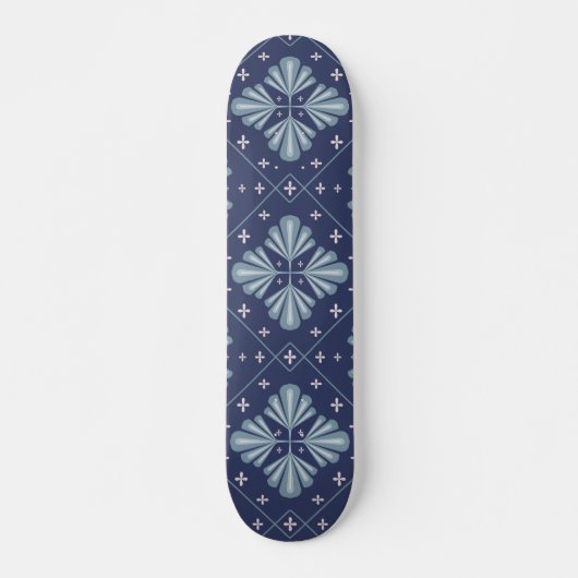 Blue Geometric shapes Pattern  Skateboard (Vorne)