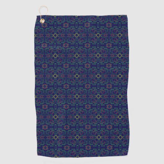 Blue Geometric Shuffle Golf Handtuch (Vorderseite)