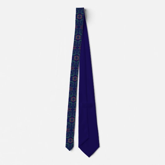 Blue Geometric Shuffle Neck Tie Krawatte (Rückseite)
