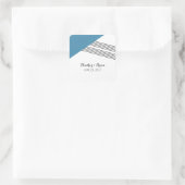 Blue Geometric Stripe Wedding Stickers (Tasche)