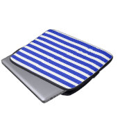Blue Geometric Stripes Electronics Bag Laptopschutzhülle (Vorne Knopf)