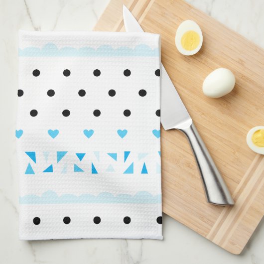 Blue Geometrie Handtuch (Viertel Falte)