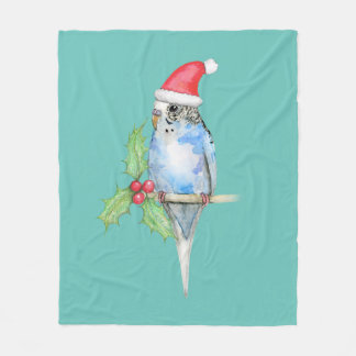Blue gepunktet Budgerigi Weihnachtsstil Fleecedecke