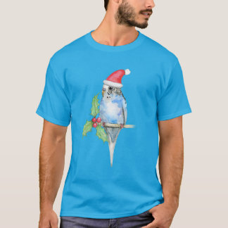 Blue gepunktet Budgerigi Weihnachtsstil T-Shirt