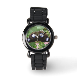 Blue Gepunktet Butterfly Glitzern Watch Armbanduhr