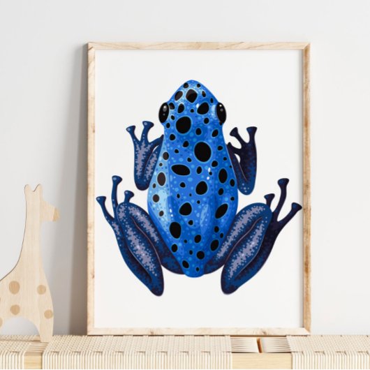 Blue Gepunktet Frog Digital Print | Froschwand Poster