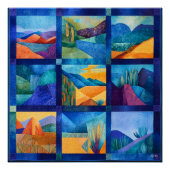 Blue Gerahmt Desert Art Grid - farbenfrohe Geometr Poster (Vorderseite)