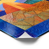 Blue Gerahmt Desert Art Grid - farbenfrohe Geometr Poster (Ecke)