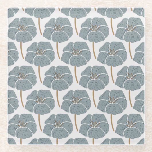 Blue Geranium Blume Romantisches Muster. Glasuntersetzer (Vorderseite)