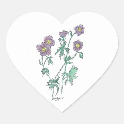 Blue Geranium Heart Sticker (Vorderseite)