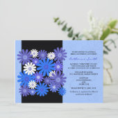 Blue Gerber Daisy Bridal Dusche Einladung (Stehend Vorderseite)