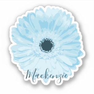 Blue Gerbera Daisy Blume Name Aufkleber