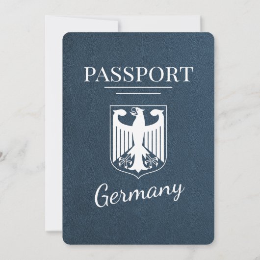 Blue Germany Passport Wedding Einladung (Rückseite)