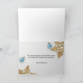 Blue Geschenkboxen Christmas Balls Gold Snowflakes Karte (Innenseite)