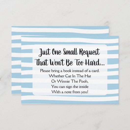 Blue Gezeichnet Stripe Babydusche bringt eine Book Einladung (Vorne/Hinten)