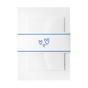 Blue Gezeichnet Together Hearts Wedding Einladungsbanderole
