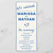 Blue Gezeichnet Together Wedding Program Programm (Vorderseite)