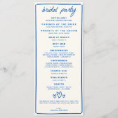 Blue Gezeichnet Together Wedding Program Programm (Rückseite)