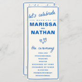 Blue Gezeichnet Together Wedding Program Programm (Vorne/Hinten)