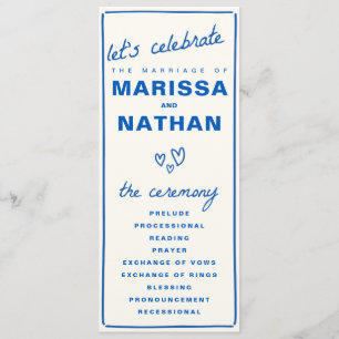 Blue Gezeichnet Together Wedding Program Programm