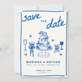 Blue Gezeichnet Together Wedding Save The Date