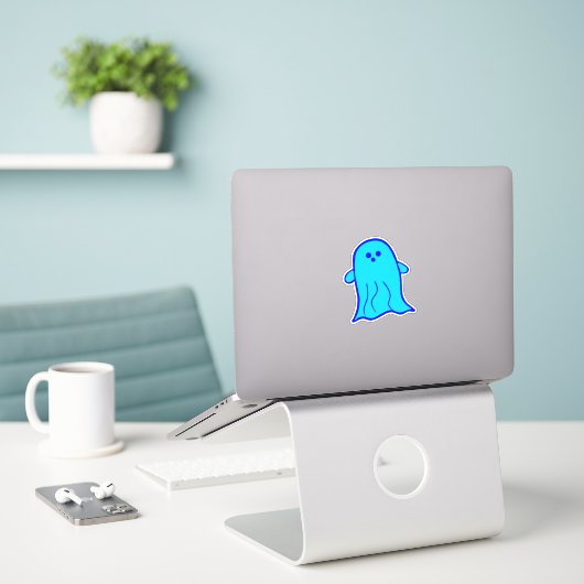 Blue Ghost Aufkleber (Laptop auf Schreibtisch)