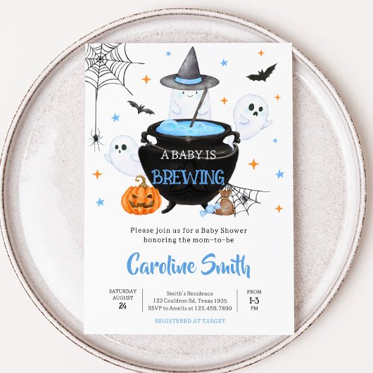 Blue Ghost Halloween Baby Brewing Baby Dusche Einladung