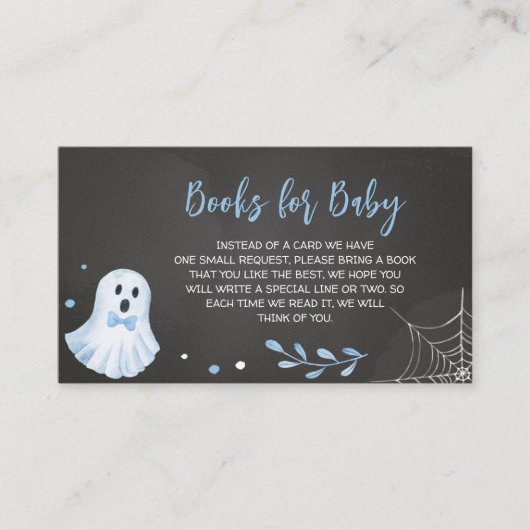 Blue Ghost Halloween Baby Showbücher für Baby Begleitkarte (Vorderseite)