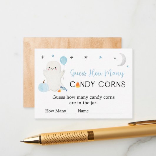 Blue Ghost Halloween Guess Wie viele Spiel Begleitkarte (Vorderseite/Rückseite Beispiel)