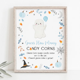 Blue Ghost Halloween Guess Wie viele Spiel Poster