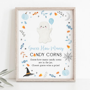 Blue Ghost Halloween Guess Wie viele Spiel Poster